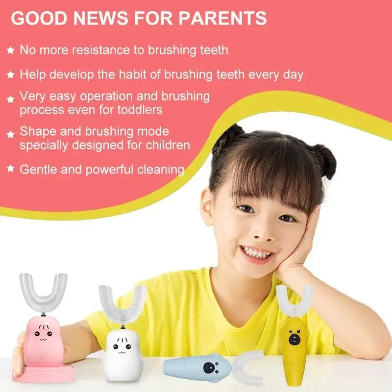 Children Electric Toothbrush For Kids Smart 360 Cleaning Degrees U Silicon USB Automatic Ultrasonic Teeth Tooth Brush
Children Electric Toothbrush For Kids Smart 360 Cleaning Degrees U Silicon USB Automatic Ultrasonic Teeth Tooth Brush