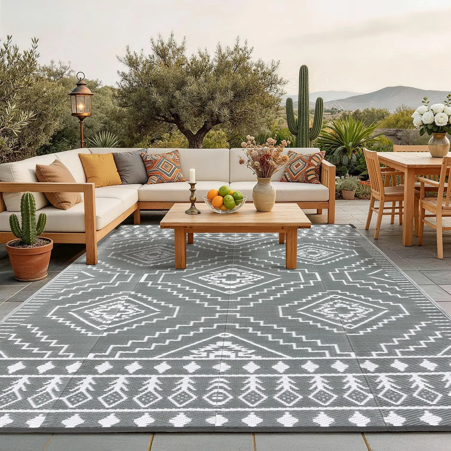 Waterproof Outdoor Rugs 8X10 for Patio Outdoor Plastic Straw Rug Reversible Outdoor Camping Rugs RV Rug for Deck,Backyard (8X