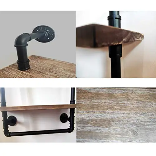 Rustic Industrial Two-Tier Wall Shelf With Towel Bar, 24 Inch Pipe Frame And Distressed Wood Floating Storage For Bathroom
Rustic Industrial Two-Tier Wall Shelf With Towel Bar, 24 Inch Pipe Frame And Distressed Wood Floating Storage For Bathroom