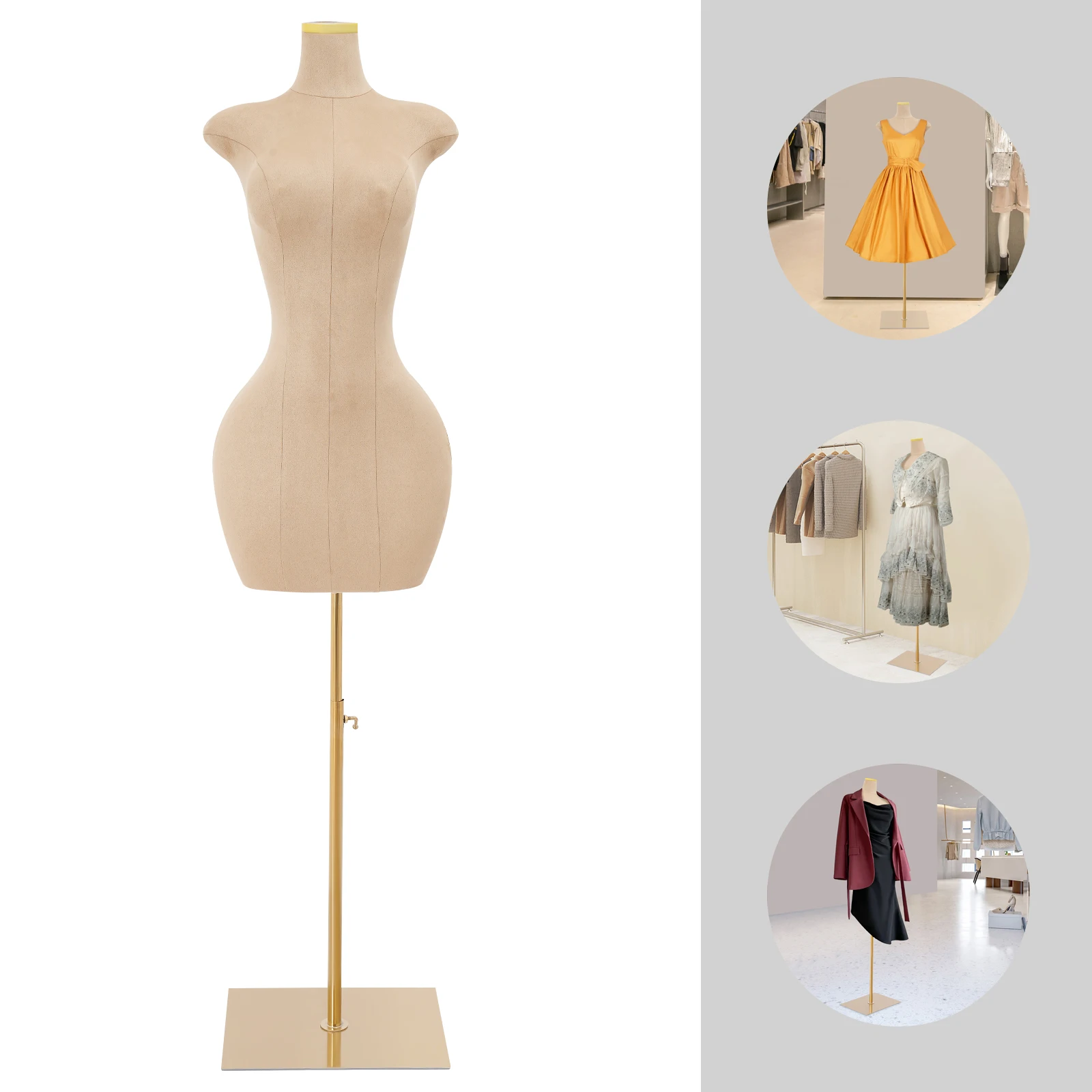 Female Mannequin Model with Stand Half length Adjustable Height 150-210cm Model Mannequin Dress Form Gold
Female Mannequin Model with Stand Half length Adjustable Height 150-210cm Model Mannequin Dress Form Gold
