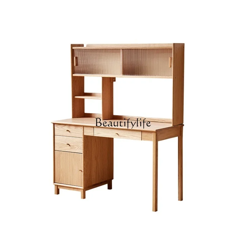 ls 42Solid wood desk bookshelf integrated against the wall Oak table Student home study writing table
ls 42Solid wood desk bookshelf integrated against the wall Oak table Student home study writing table