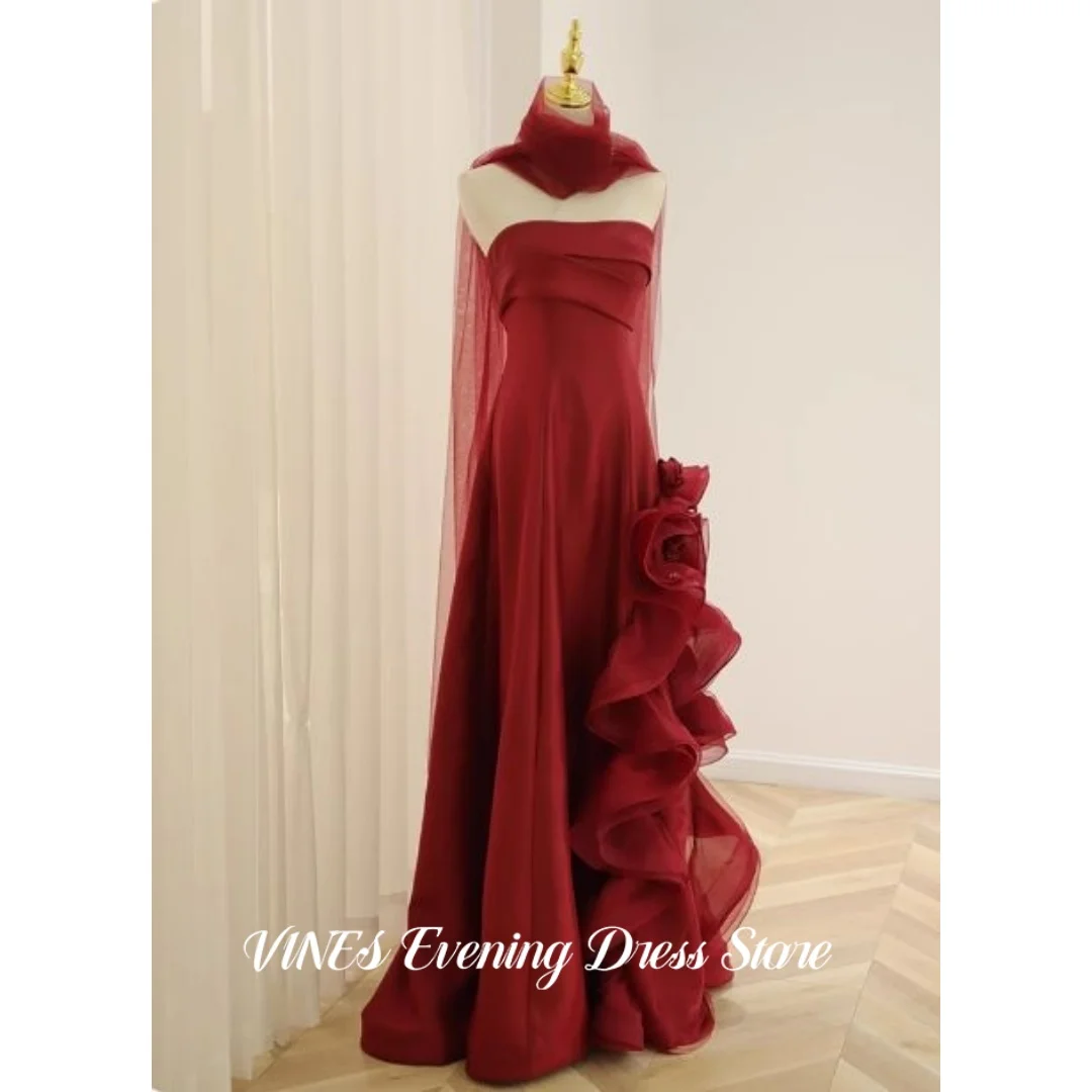 VINES Elegant Red Prom Dress Strapless Party Gown with Tulle Cape, 3D Rose & Tiered Ruffle Skirt Evening Dress Colors Customized
VINES Elegant Red Prom Dress Strapless Party Gown with Tulle Cape, 3D Rose & Tiered Ruffle Skirt Evening Dress Colors Customized