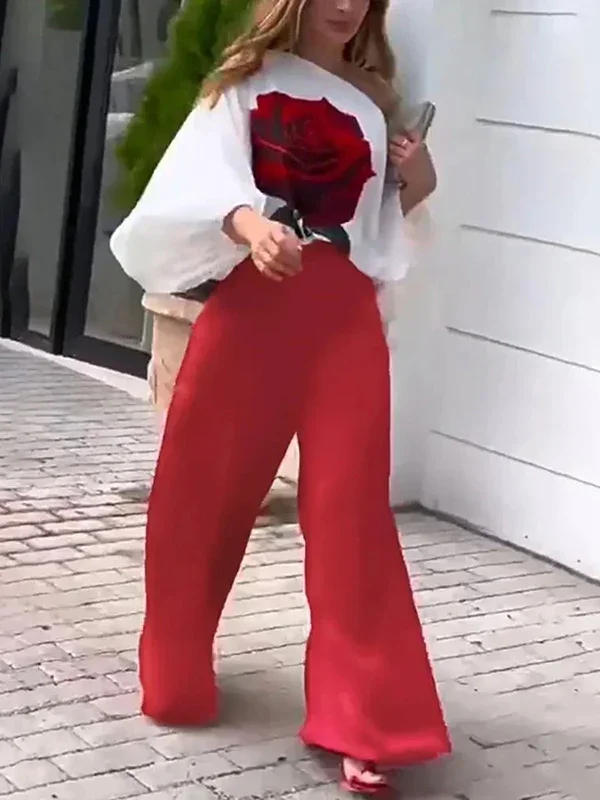 Modigirl 2025 New Summer Women 2 Piece Set Outfit Pants Rose Flower Print Blouse Tops Loose Wide Leg Trousers Clothes for Women
Modigirl 2025 New Summer Women 2 Piece Set Outfit Pants Rose Flower Print Blouse Tops Loose Wide Leg Trousers Clothes for Women