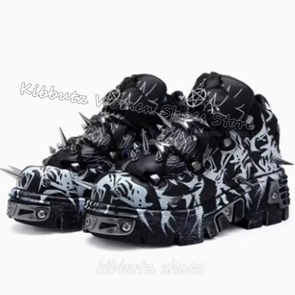 Mixed Color Sneaker Lace-Up Thick Sole Metal Round Toe Rock Gothic Punk Luxury Fashion Concise Concise Outdoor Sports Shoes New
Mixed Color Sneaker Lace-Up Thick Sole Metal Round Toe Rock Gothic Punk Luxury Fashion Concise Concise Outdoor Sports Shoes New