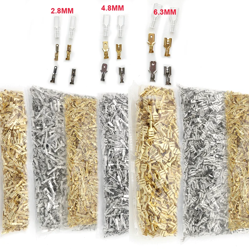 5000/2000Pcs Gold/Silver 2.8/4.8/6.3MM Female Male Brass Electric Wire Connectors Female Male Crimp Terminal Connector Terminal
5000/2000Pcs Gold/Silver 2.8/4.8/6.3MM Female Male Brass Electric Wire Connectors Female Male Crimp Terminal Connector Terminal