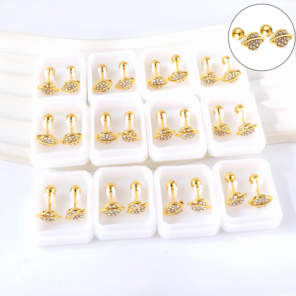 LUXUSTEEL Women's Fashion Gold Color Exquisite Jewelry Gift Steel Ball Screw Plug Planet+orbit Belt White Zircon Earrings
LUXUSTEEL Women's Fashion Gold Color Exquisite Jewelry Gift Steel Ball Screw Plug Planet+orbit Belt White Zircon Earrings