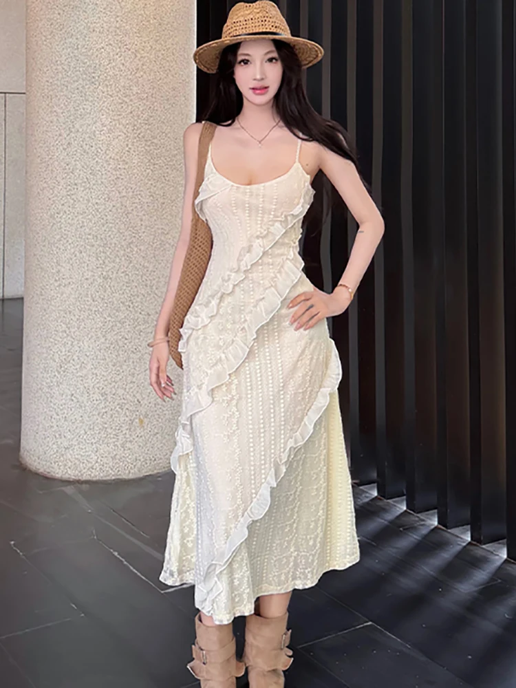 Summer White Jacquard Ruffled Casaul Sling Long Dress Women Elegant Luxury Evening Dress 2026 Korean Vintage Bodycon Party Dress
Summer White Jacquard Ruffled Casaul Sling Long Dress Women Elegant Luxury Evening Dress 2026 Korean Vintage Bodycon Party Dress