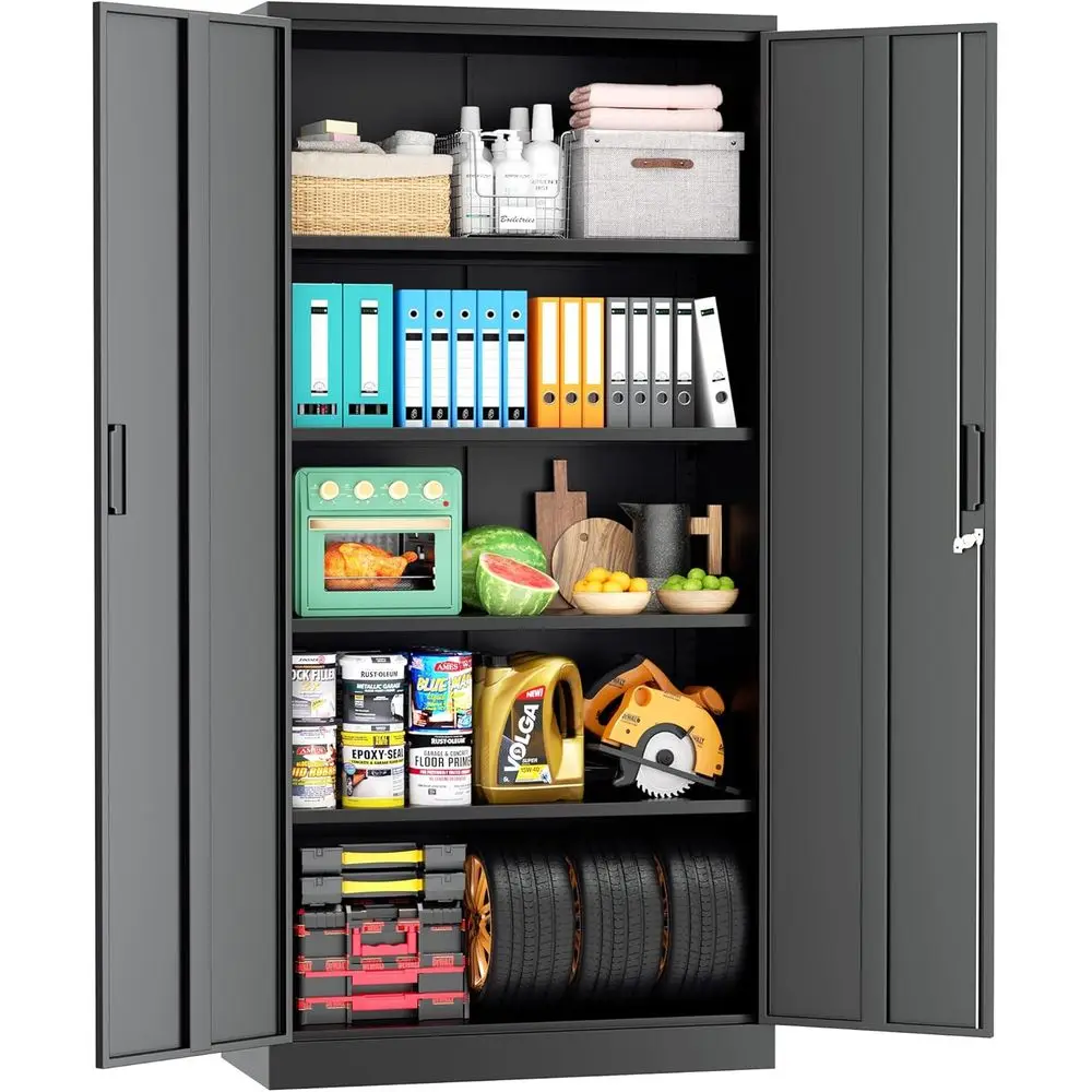 72 Tall Lockable Metal Storage Cabinet with 2 Doors and 4 Adjustable Shelves for Garage, Home, or Office
72 Tall Lockable Metal Storage Cabinet with 2 Doors and 4 Adjustable Shelves for Garage, Home, or Office