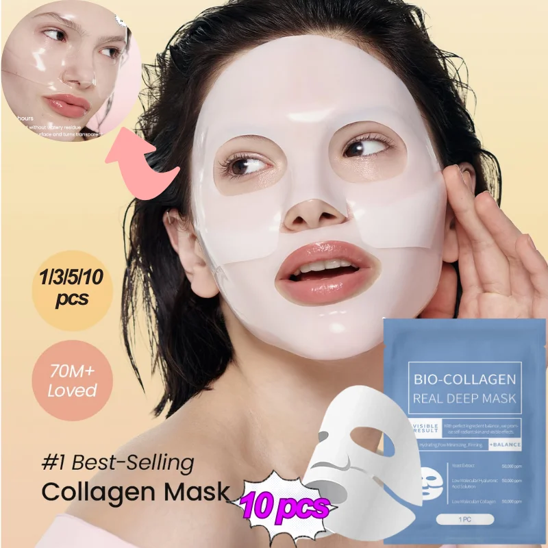 1/3/5/10PCS Bio Collagen Face Mask Anti Wrinkle Fade Face Fine Line Lift Firm Skin Anti-Aging Brighten SkinCare Korean Cosmetics
1/3/5/10PCS Bio Collagen Face Mask Anti Wrinkle Fade Face Fine Line Lift Firm Skin Anti-Aging Brighten SkinCare Korean Cosmetics