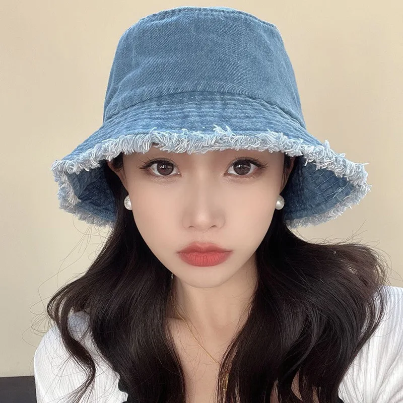 Vintage Denim Bucket Hat Distressed Frayed Brim Adjustable Summer Sun Hat for Women
Vintage Denim Bucket Hat Distressed Frayed Brim Adjustable Summer Sun Hat for Women