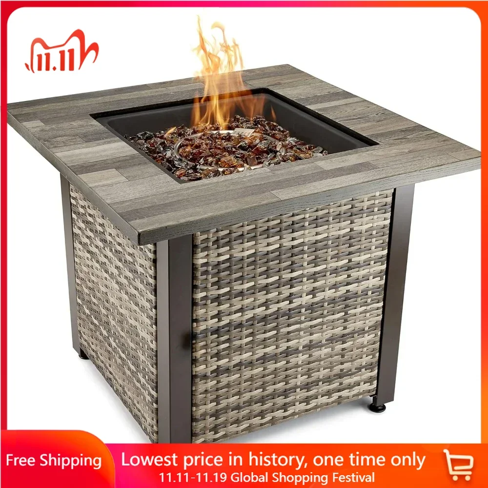 30"D X 30"W X 24.61"H Fire Pit Table with Steel Table Insert, Square Liquefied Petroleum Gas Fire Pit Table
30"D X 30"W X 24.61"H Fire Pit Table with Steel Table Insert, Square Liquefied Petroleum Gas Fire Pit Table