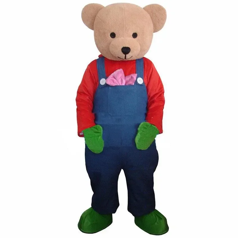 Cute Bear Mascot Costume with Blue Overalls Event Promotional Props Fancy Outfits Advertising Foam Costumes
Cute Bear Mascot Costume with Blue Overalls Event Promotional Props Fancy Outfits Advertising Foam Costumes