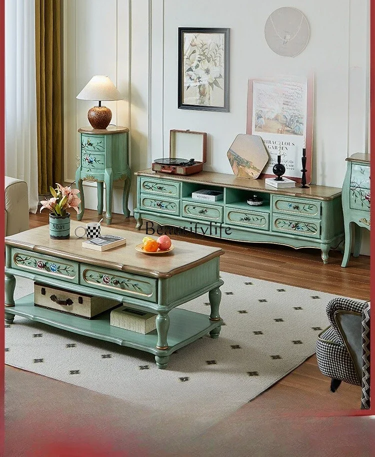 LJY*American painted TV retro small apartment household living room solid wood locker
LJY*American painted TV retro small apartment household living room solid wood locker