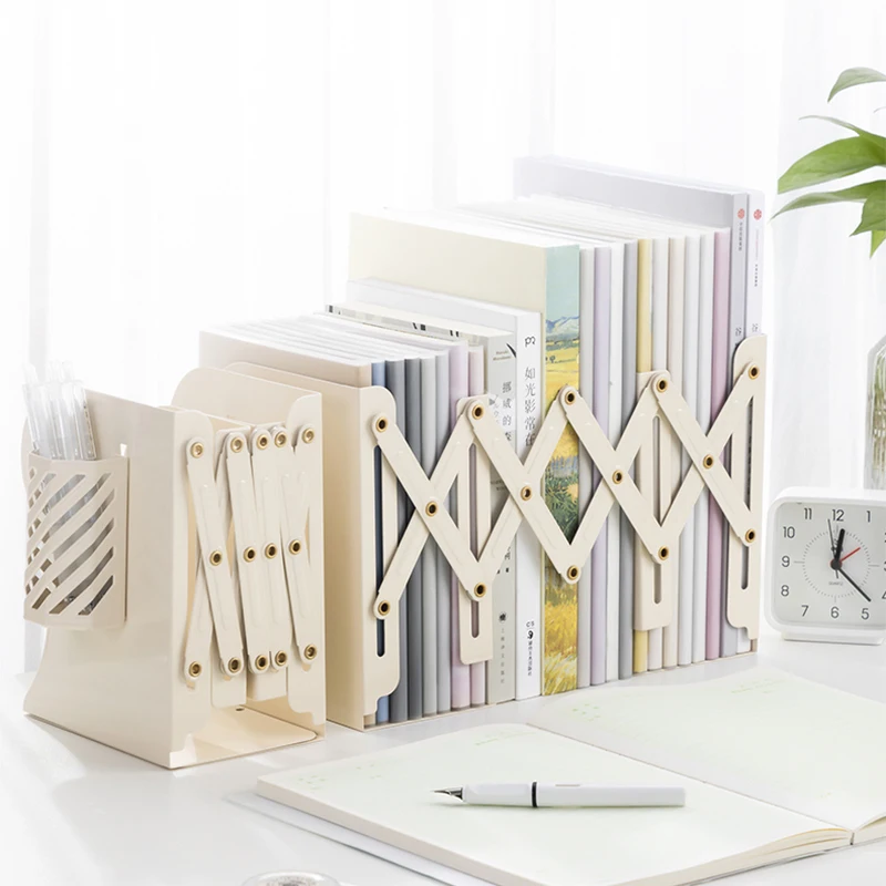 Adjustable Book Stand Rack with Pen Holder The Freedom to Adjust Bookshelf Large Metal Bookend Desk Book Shelve Organizer
Adjustable Book Stand Rack with Pen Holder The Freedom to Adjust Bookshelf Large Metal Bookend Desk Book Shelve Organizer