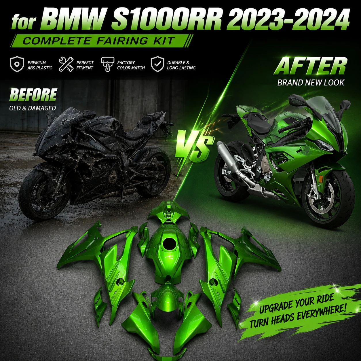 For BMW S1000 RR S 1000RR 2023-2024 Fairing Kit Customize Painted Motorcycle Plastic ABS Injection Body Kit Replacement Shell
For BMW S1000 RR S 1000RR 2023-2024 Fairing Kit Customize Painted Motorcycle Plastic ABS Injection Body Kit Replacement Shell