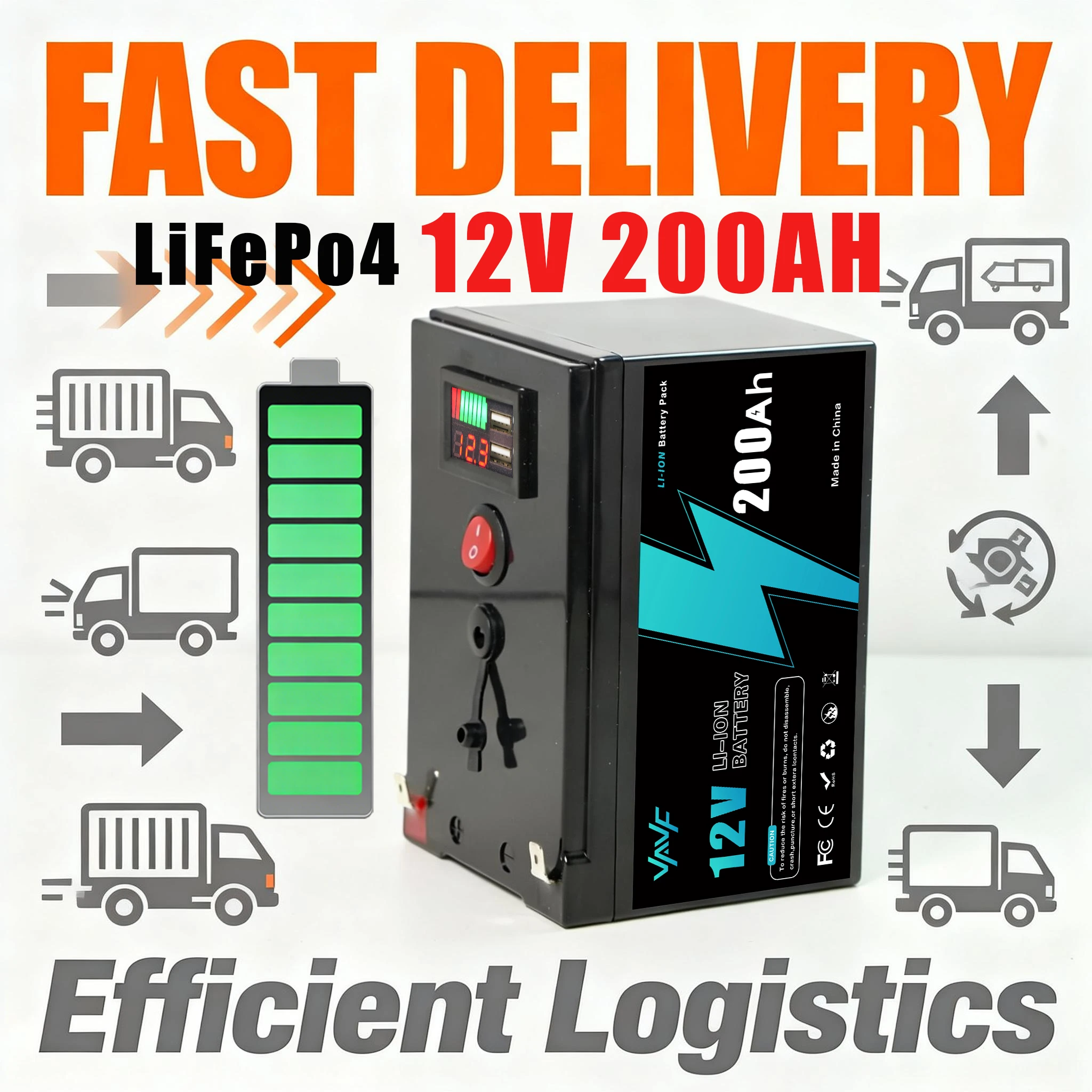 Compact Lithium Battery 12V200Ah LiFePO4 Power Cell with Smart Bluetooth BMS for Solar BatteryMobile&Solar Applications
Compact Lithium Battery 12V200Ah LiFePO4 Power Cell with Smart Bluetooth BMS for Solar BatteryMobile&Solar Applications