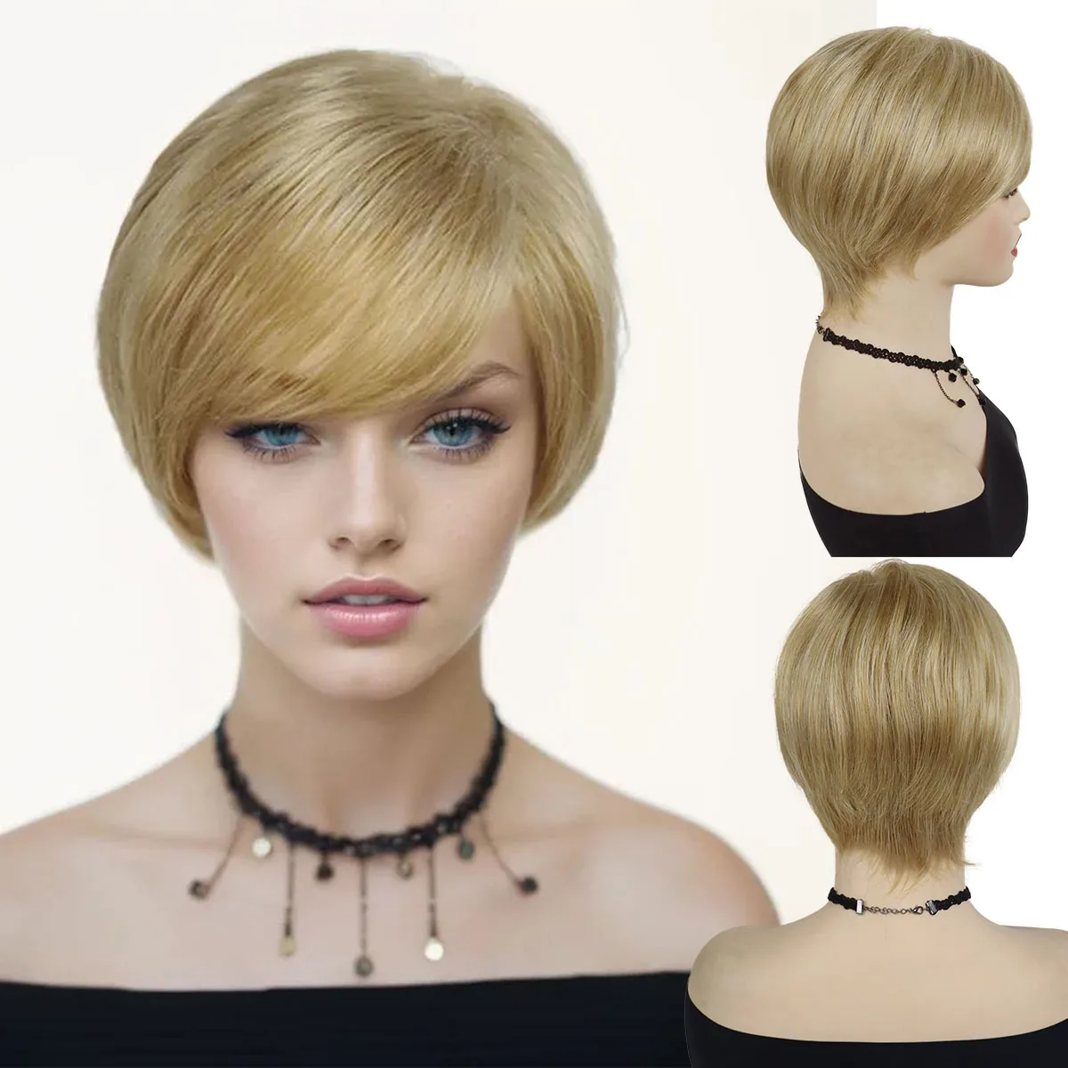 Synthetic Blonde Wigs for Women Short Haircuts Mom Wig with Bangs Natural Hairstyles Mixed Blond Straight Hair Old Lady Costume
Synthetic Blonde Wigs for Women Short Haircuts Mom Wig with Bangs Natural Hairstyles Mixed Blond Straight Hair Old Lady Costume