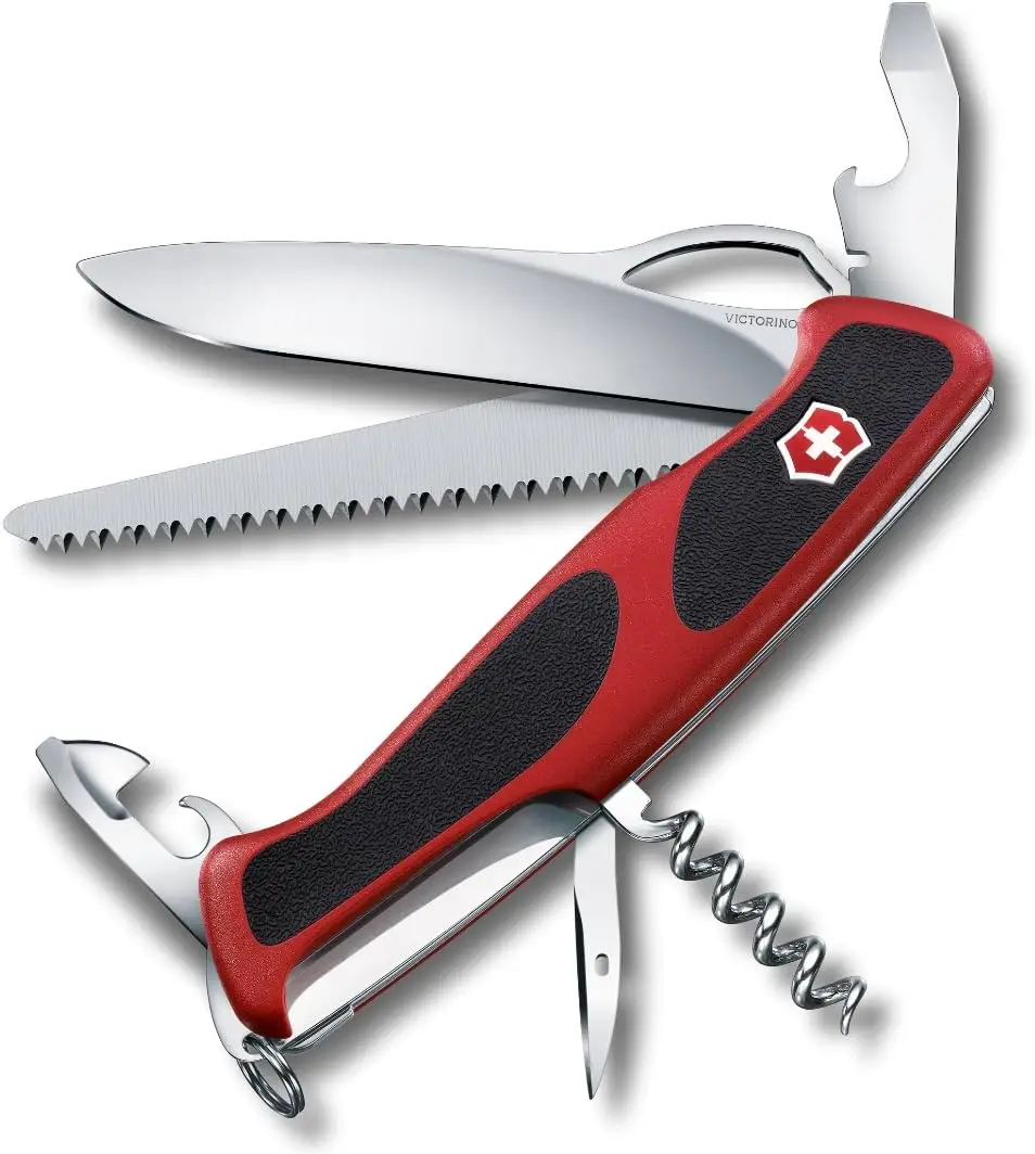 12-Function Swiss Army Knife with Wood Saw, Lock Blade, Red/Black
12-Function Swiss Army Knife with Wood Saw, Lock Blade, Red/Black