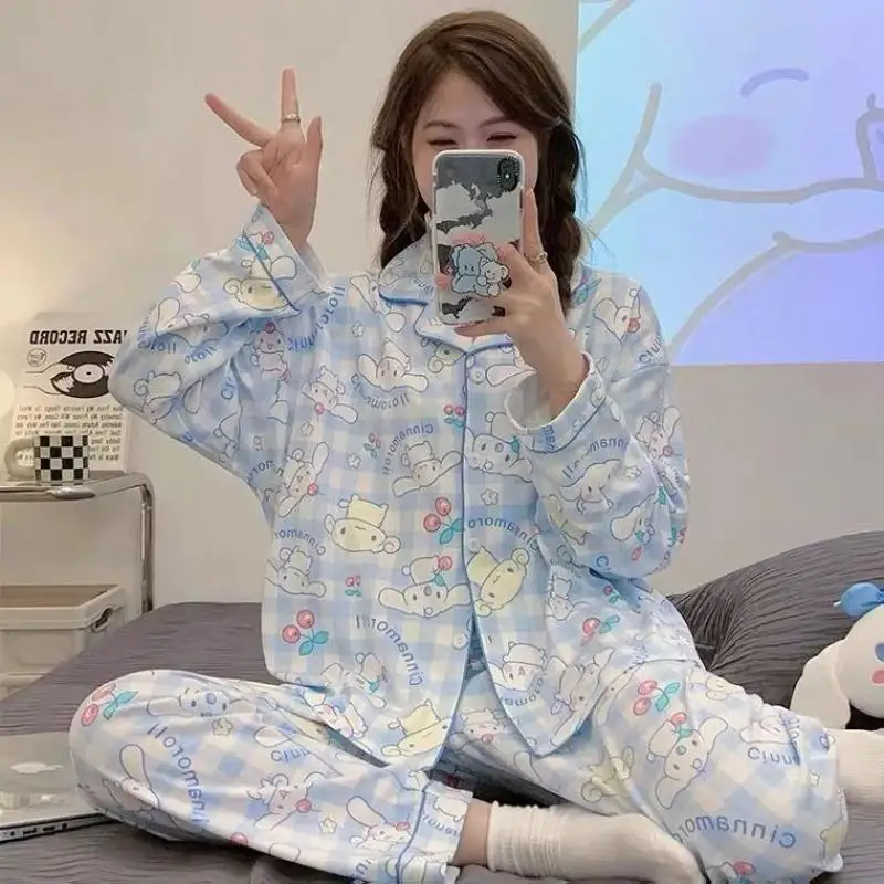 Sanrio Girl для отдыха, пижамный костюм с длинными рукавами, весенний Kawaii Cinnamoroll, модные длинные брюки в стиле аниме, одежда для отдыха на улице
Sanrio Girl для отдыха, пижамный костюм с длинными рукавами, весенний Kawaii Cinnamoroll, модные длинные брюки в стиле аниме, одежда для отдыха на улице