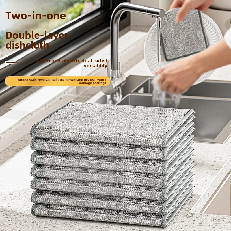 Oil-resistant Steel Wire Reinforced Double-layer Thickened Silver Thread Cotton Kitchen Scrubber Cloth Easy Cleaning Tool
Oil-resistant Steel Wire Reinforced Double-layer Thickened Silver Thread Cotton Kitchen Scrubber Cloth Easy Cleaning Tool