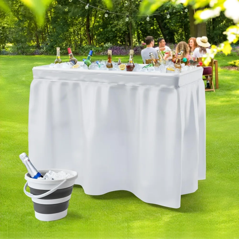 Freezer Table, Portable Ice Folding Table with Matching Skirt and Drain, Foldable Patio Cooling Table for Parties, Weddings, BBQ
Freezer Table, Portable Ice Folding Table with Matching Skirt and Drain, Foldable Patio Cooling Table for Parties, Weddings, BBQ