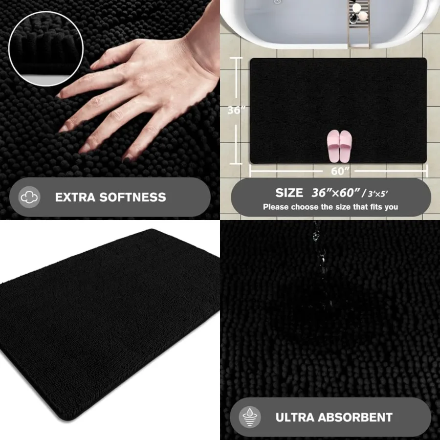 Bathroom Rugs 36 x 60 Inch Extra Large Bath Mat Absorbent and Washable Thick Chenille Bath Rugs Non-Slip Runner Rug for Bathroo
Bathroom Rugs 36 x 60 Inch Extra Large Bath Mat Absorbent and Washable Thick Chenille Bath Rugs Non-Slip Runner Rug for Bathroo