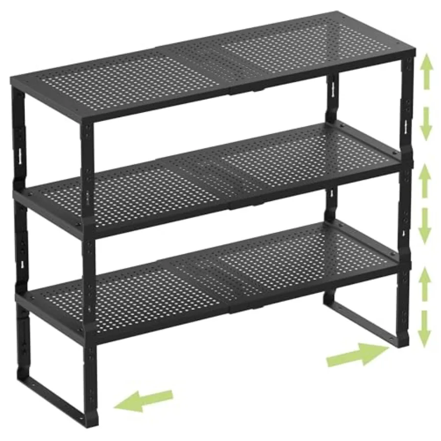 Heavy-Duty Adjustable Metal Shelf Organizer for Kitchen, Bathroom, RV, Cabinets Expandable Stackable Pantry Storage Rack 3 Pack
Heavy-Duty Adjustable Metal Shelf Organizer for Kitchen, Bathroom, RV, Cabinets Expandable Stackable Pantry Storage Rack 3 Pack
