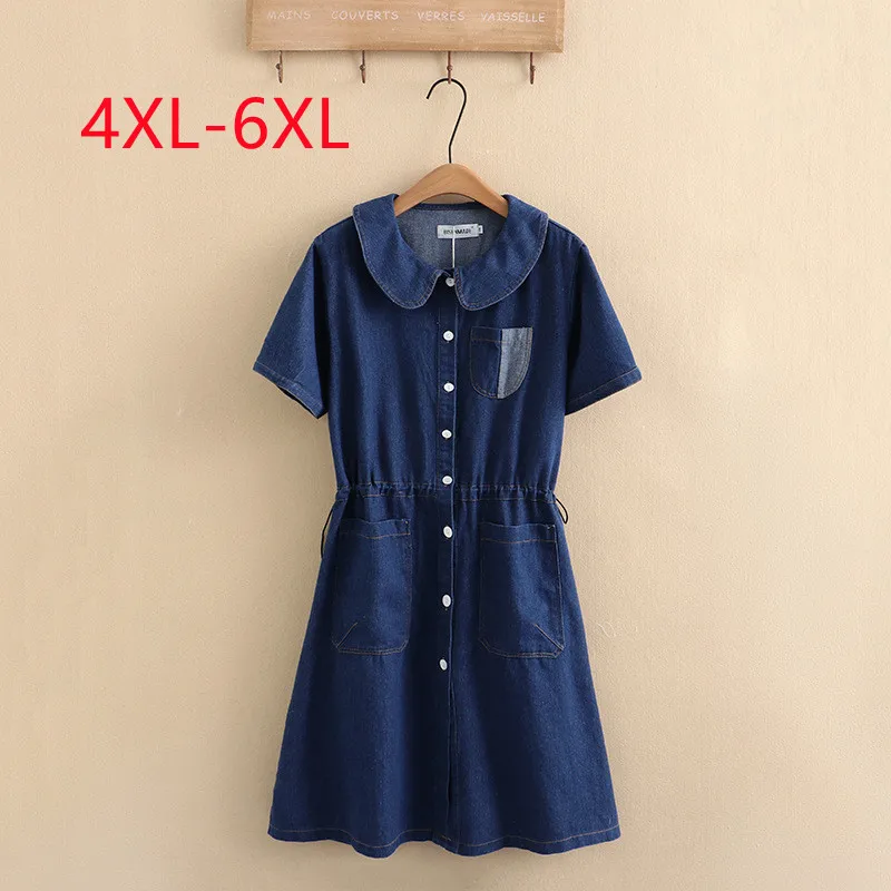 New 2023 Ladies Spring Summer Plus Size Midi Dress For Women Large Size Short Sleeve O-neck Blue Denim Dress 4XL 5XL 6XL
New 2023 Ladies Spring Summer Plus Size Midi Dress For Women Large Size Short Sleeve O-neck Blue Denim Dress 4XL 5XL 6XL