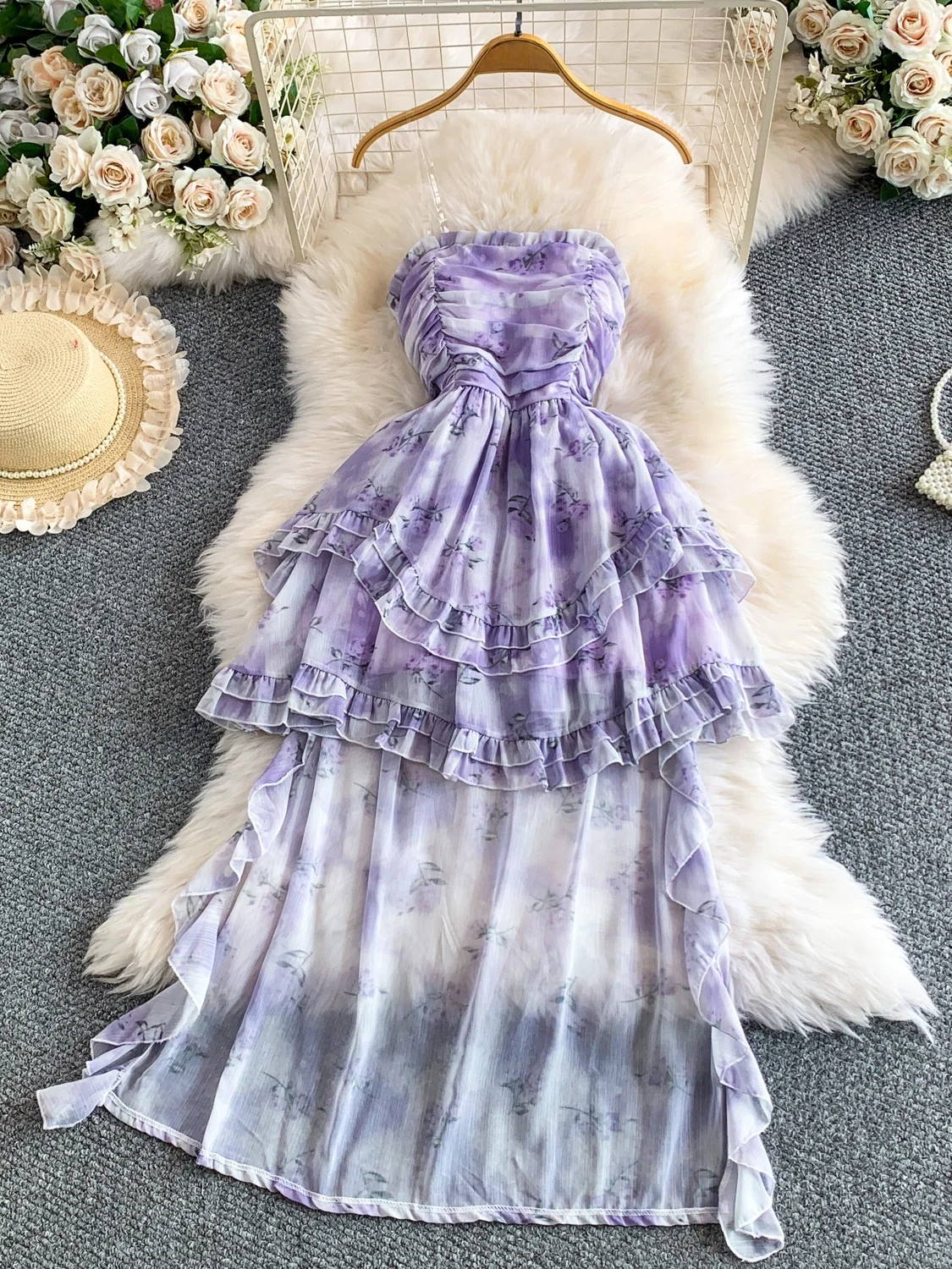 Elegant Chic Floral Print Chiffon Tube Top Strap Dress Women's Holiday Dopaamine Front Short Back Long Dress Summer Commute S...
Elegant Chic Floral Print Chiffon Tube Top Strap Dress Women's Holiday Dopaamine Front Short Back Long Dress Summer Commute S...