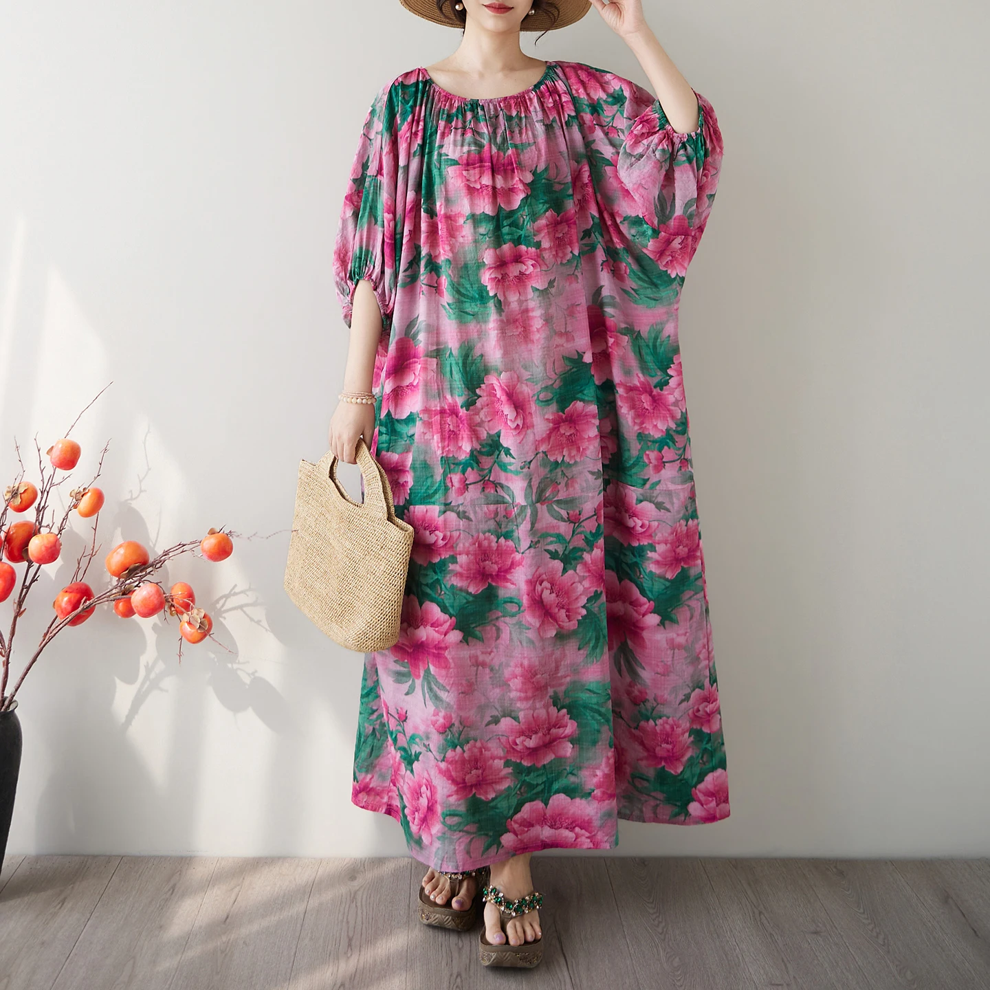 Bohemian Print Long Dress Bell Sleeve Loose plus Size Summer Cotton Casual A-Line Dress Plant Floral Patterned Vacation Style
Bohemian Print Long Dress Bell Sleeve Loose plus Size Summer Cotton Casual A-Line Dress Plant Floral Patterned Vacation Style