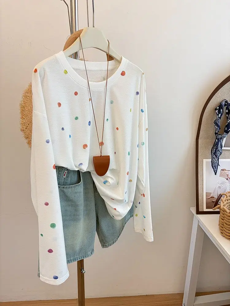 plus Size Summer Slimming Long Sleeve T-Shirt Women's Loose Lightweight Vacation round Dot Print Beach Outerwear Top
plus Size Summer Slimming Long Sleeve T-Shirt Women's Loose Lightweight Vacation round Dot Print Beach Outerwear Top