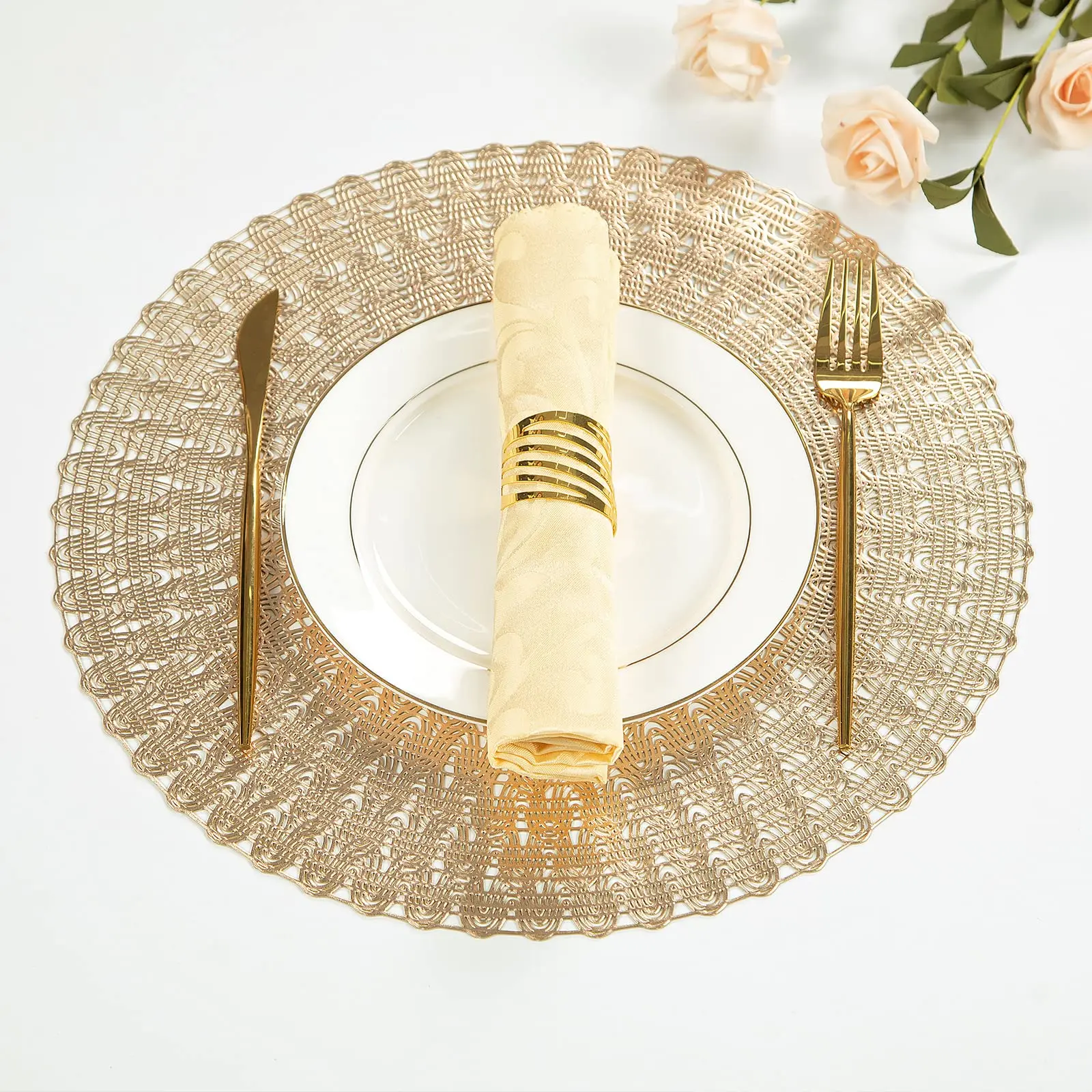 Round Placemats Set of 6, 15 Inch Vinyl Placemats Hollow Out Washable and Wipeable Circle Place Mats Dining Table Mats
Round Placemats Set of 6, 15 Inch Vinyl Placemats Hollow Out Washable and Wipeable Circle Place Mats Dining Table Mats