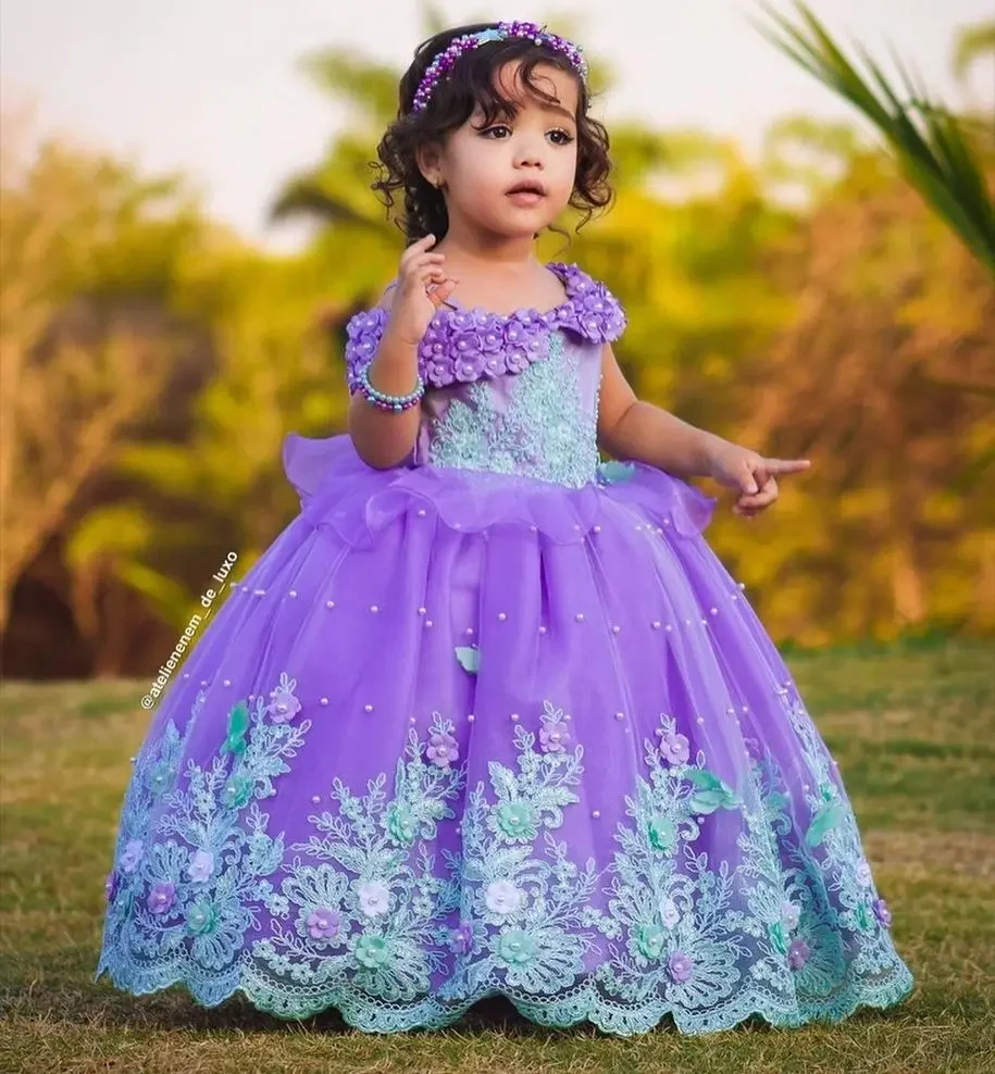 Customized Purple Flower Girl Dresses For Wedding Appliques 3D Floral Pearls Luxury Cute Toddler Photo Shoot Birthday Party Gown
Customized Purple Flower Girl Dresses For Wedding Appliques 3D Floral Pearls Luxury Cute Toddler Photo Shoot Birthday Party Gown