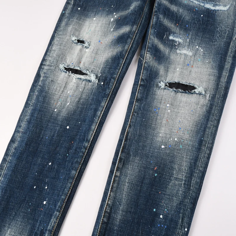 Fashionable new high-quality men's jeans, painted, wrinkled, washed, nostalgic, stretchy, slim fit, blue jeans, hip-hop brand pa
Fashionable new high-quality men's jeans, painted, wrinkled, washed, nostalgic, stretchy, slim fit, blue jeans, hip-hop brand pa