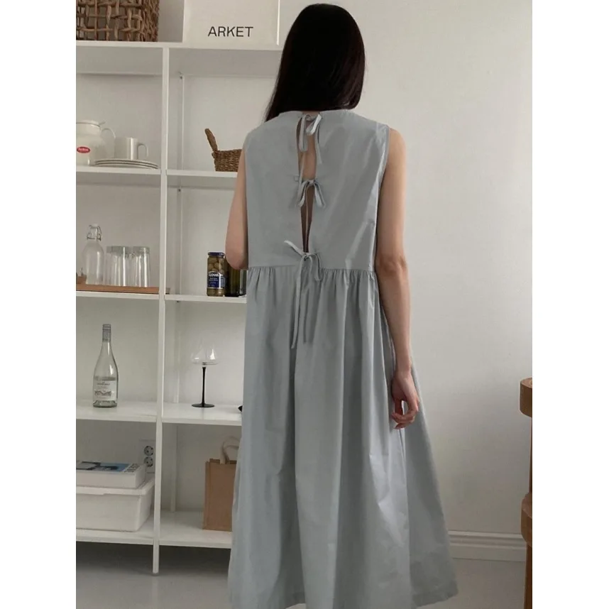 Summer New Pure Color Belted Backless Design round Neck Sleeveless Long Vest Dress Straight Skirt Korean Style Women's Dress
Summer New Pure Color Belted Backless Design round Neck Sleeveless Long Vest Dress Straight Skirt Korean Style Women's Dress