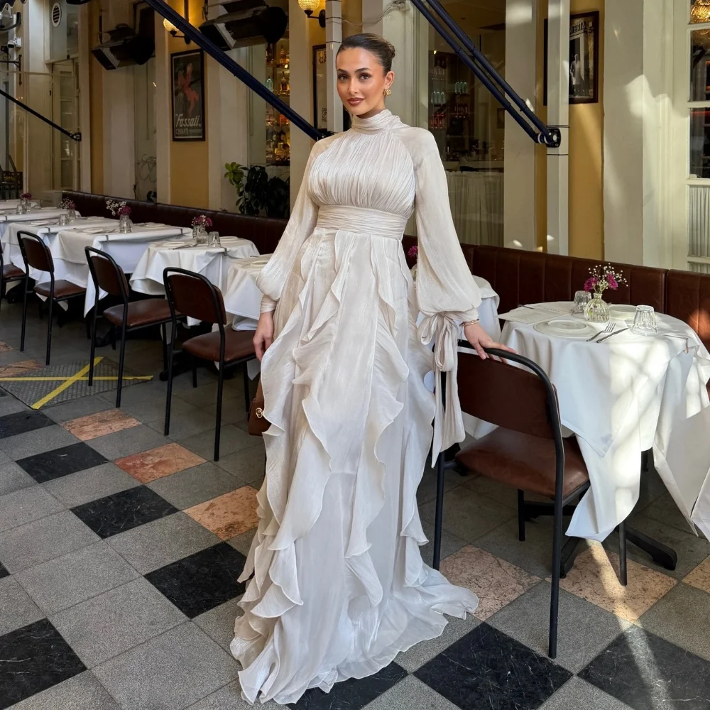 Customized Chinese Style Chiffon Pleat Ruffle A-line High Collar Long Evening Dresses Luxury 2025 Sizes Available
Customized Chinese Style Chiffon Pleat Ruffle A-line High Collar Long Evening Dresses Luxury 2025 Sizes Available