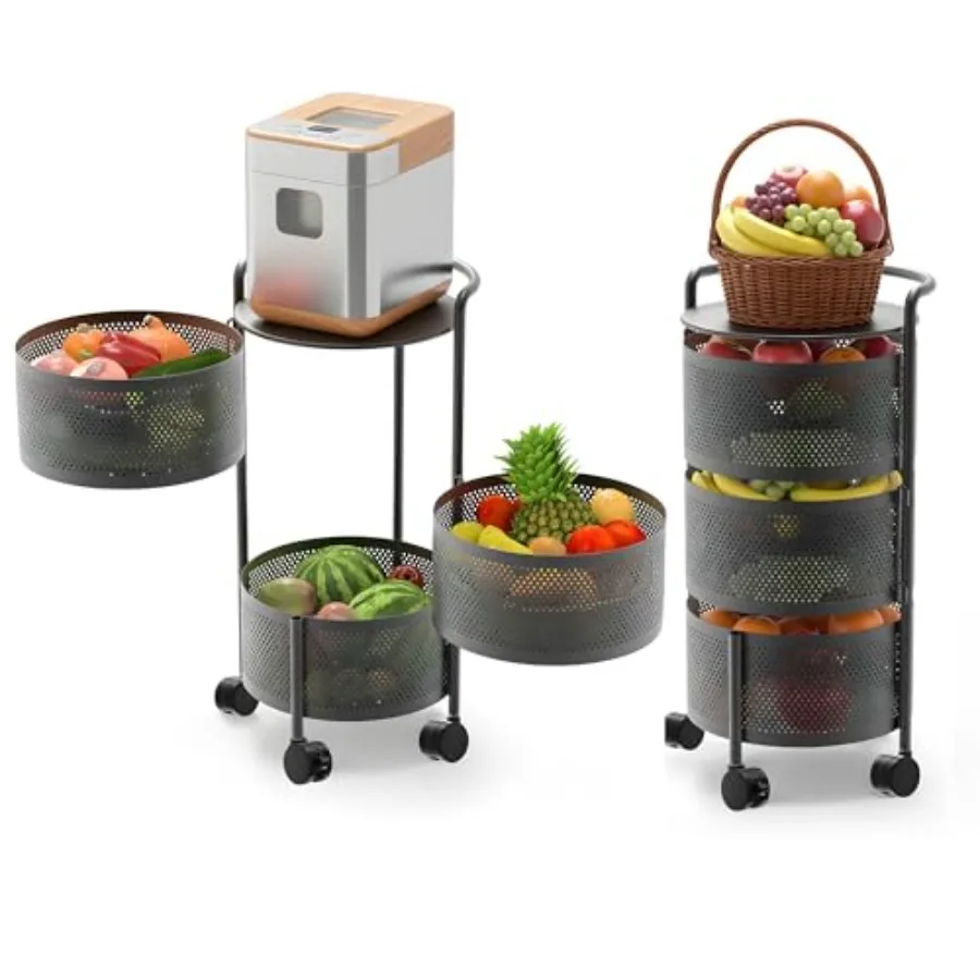 3-Tier No Assembly Vegetable Storage Rack Under Counter Rotating Fruit Basket with Wheels Carbon Steel Kitchen Organizer for Po
3-Tier No Assembly Vegetable Storage Rack Under Counter Rotating Fruit Basket with Wheels Carbon Steel Kitchen Organizer for Po