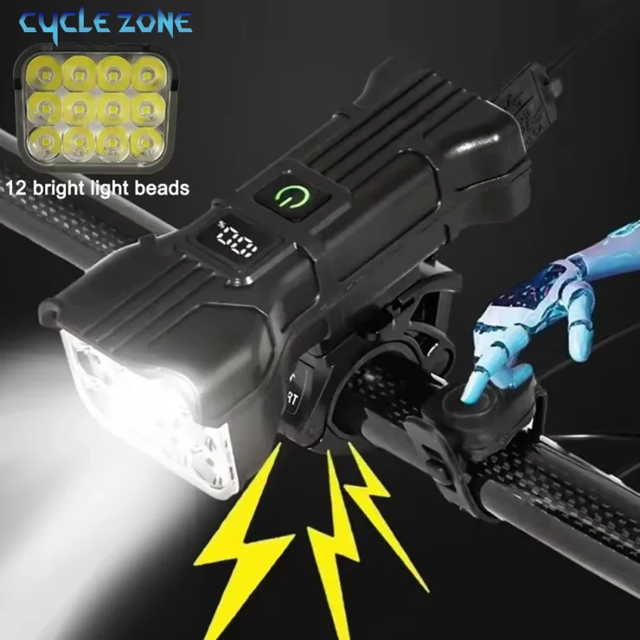 12 LED Bike Light with Horn Rechargeable Bicycle Front Light MTB Bicycle Head Lights Cycling Bike Safety Lamp for Night Riding
12 LED Bike Light with Horn Rechargeable Bicycle Front Light MTB Bicycle Head Lights Cycling Bike Safety Lamp for Night Riding
