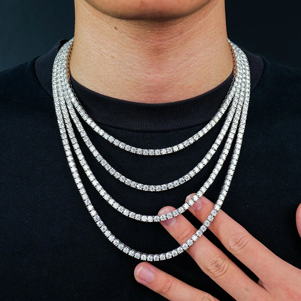 S925 Silver Moissanite Tennis Necklace Hip Hop Ins Style Classic 3MM 4MM 5MM Tennis Chain
S925 Silver Moissanite Tennis Necklace Hip Hop Ins Style Classic 3MM 4MM 5MM Tennis Chain