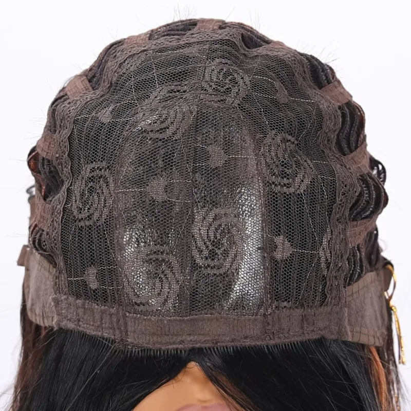 New fashionable women's wig 24 inches black-brown high-gloss micro-roll natural and tidy bangs rose mesh eye strap transparent
New fashionable women's wig 24 inches black-brown high-gloss micro-roll natural and tidy bangs rose mesh eye strap transparent