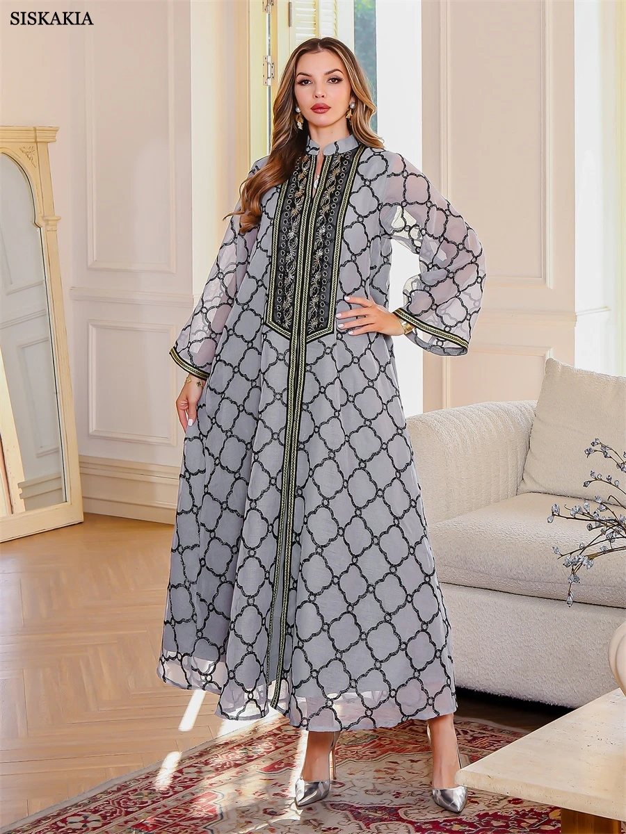 Siskakia Muslim Embroidered Abayas Two Pieces Morocco Mesh Sleeve Kaftan Luxury Woman Evening Dress
Siskakia Muslim Embroidered Abayas Two Pieces Morocco Mesh Sleeve Kaftan Luxury Woman Evening Dress