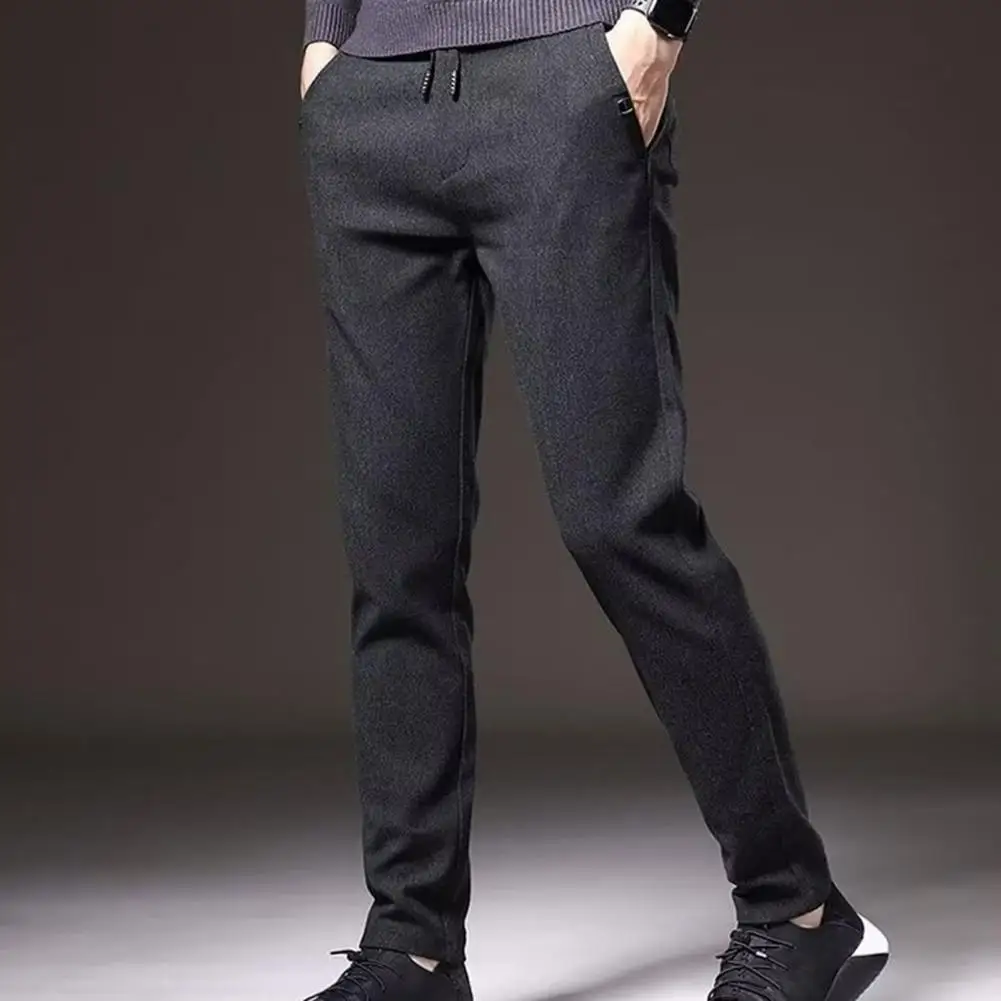 Commuting Style Trousers Men's Straight Solid Color Mid Elastic Waist Drawstring Pants with Pockets Ankle Length for Comfortable
Commuting Style Trousers Men's Straight Solid Color Mid Elastic Waist Drawstring Pants with Pockets Ankle Length for Comfortable
