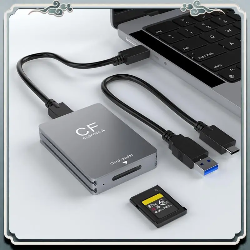 Premium Cfexpress Type A Card Reader Silver-Gray Cfexpress Card Reader With USB C To USB C/USB A Cable
Premium Cfexpress Type A Card Reader Silver-Gray Cfexpress Card Reader With USB C To USB C/USB A Cable
