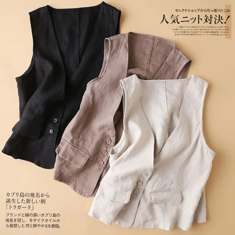 V-Neck Cotton linen Vest Women's 2023 Spring Summer New Fashion literary Vintage Thin Loose Casual Jacket Outerwear Female
V-Neck Cotton linen Vest Women's 2023 Spring Summer New Fashion literary Vintage Thin Loose Casual Jacket Outerwear Female