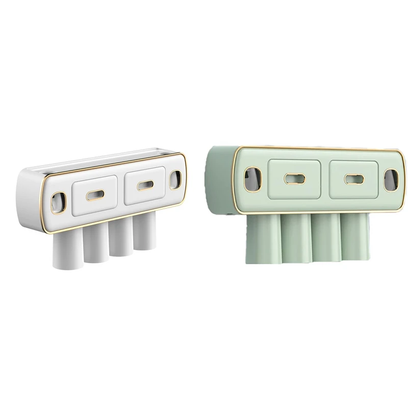Toothbrush Holder 2 Automatic Toothpaste Squeezer Dispenser Storage Rack Bathroom Accessories Set
Toothbrush Holder 2 Automatic Toothpaste Squeezer Dispenser Storage Rack Bathroom Accessories Set