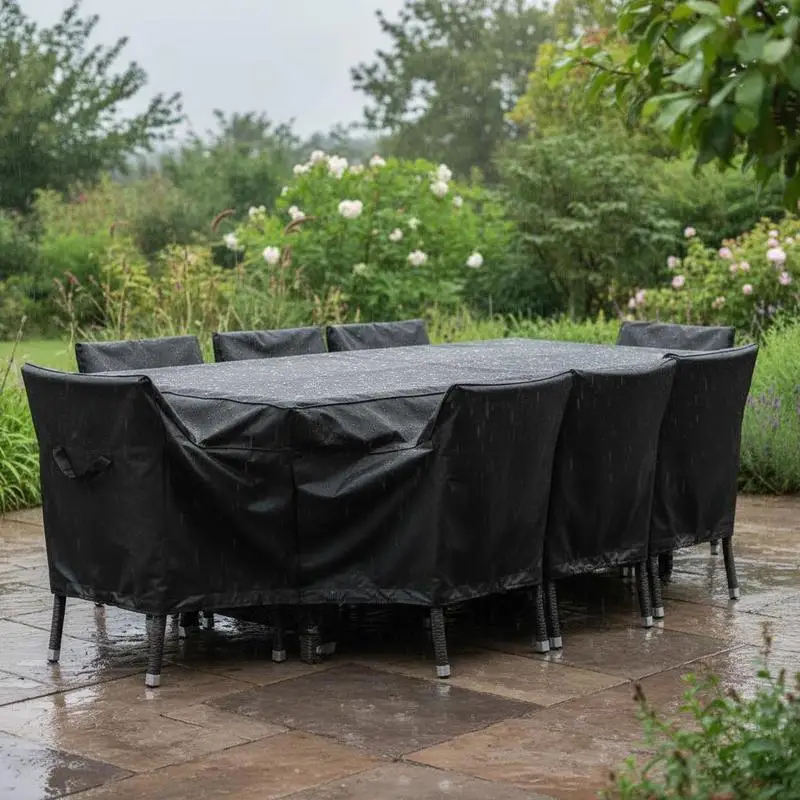 Outdoor Table Set Protector 74x47x28 Inch For Backyard Patio Deck Heavy Duty 420D Oxford Cloth Air Vent Design Rectangular Furniture Guard Adjustable Drawstring Buckle Straps Black
Outdoor Table Set Protector 74x47x28 Inch For Backyard Patio Deck Heavy Duty 420D Oxford Cloth Air Vent Design Rectangular Furniture Guard Adjustable Drawstring Buckle Straps Black