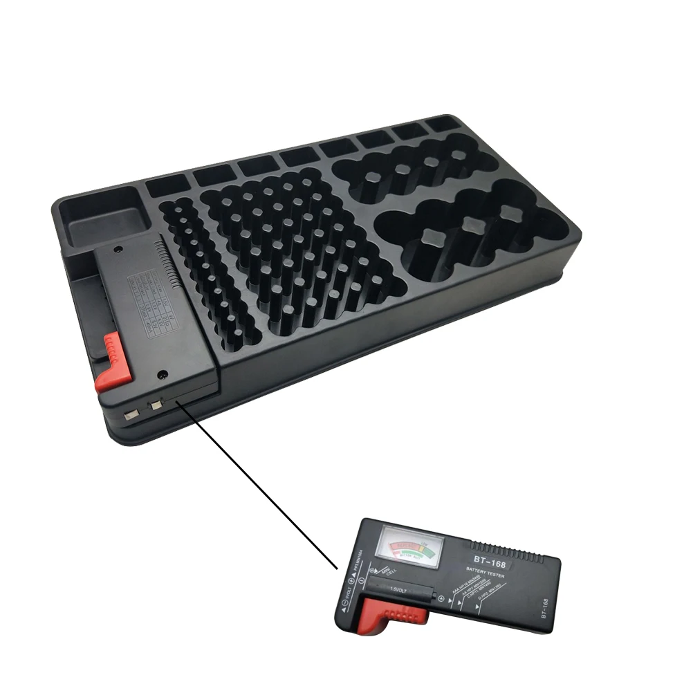 Removable Tester Organizer Storage Box Case Holder Slot Rack with for 98 PCS AA AAA 9V Type (Black)
Removable Tester Organizer Storage Box Case Holder Slot Rack with for 98 PCS AA AAA 9V Type (Black)