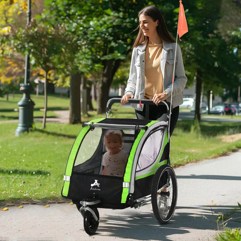 Aosom 3-in-1 Bike Trailer for Kids, Running Stroller with 2 Seats, Jogging Cart with 5-Point Harness, Storage Units, Green
Aosom 3-in-1 Bike Trailer for Kids, Running Stroller with 2 Seats, Jogging Cart with 5-Point Harness, Storage Units, Green