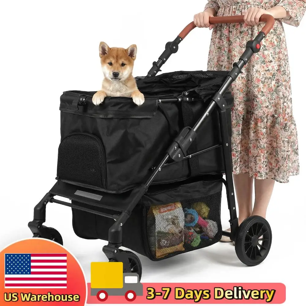 Foldable Pet Stroller with Weather Cover with Storage Basket 4 Wheels Pet Strolling Cart for Small/Medium Dogs and Cats
Foldable Pet Stroller with Weather Cover with Storage Basket 4 Wheels Pet Strolling Cart for Small/Medium Dogs and Cats