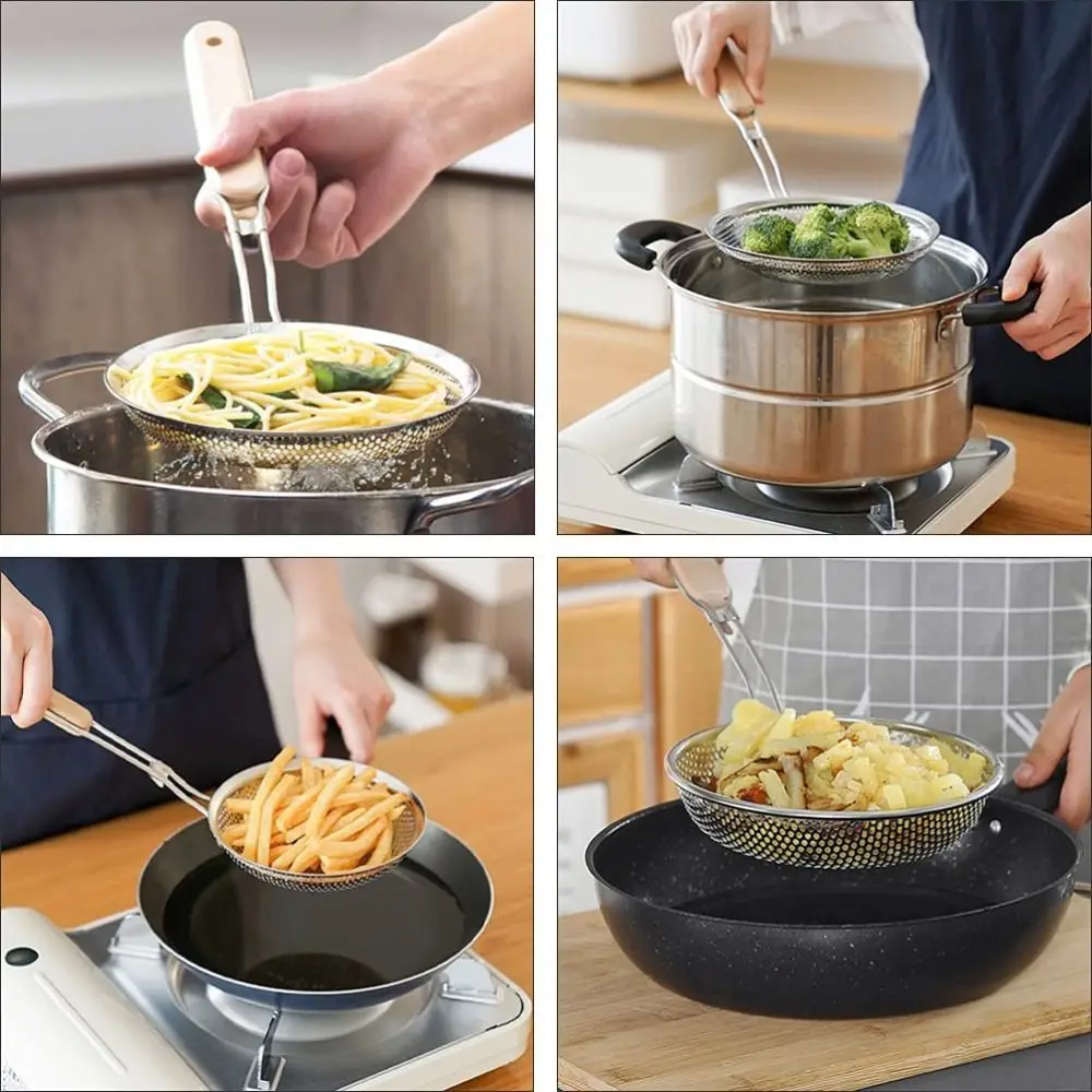 Wooden Handle Stainless Steel Strainer Rust-Proof Long Handle Dumpling Strainer Stainless Steel Mesh Fine Mesh Design
Wooden Handle Stainless Steel Strainer Rust-Proof Long Handle Dumpling Strainer Stainless Steel Mesh Fine Mesh Design